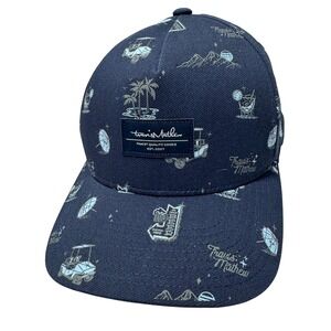 Travis Mathew Hat Cap Snap Back Blue Golf‎ Print Patch Flexfit 110 Mens Yupoong